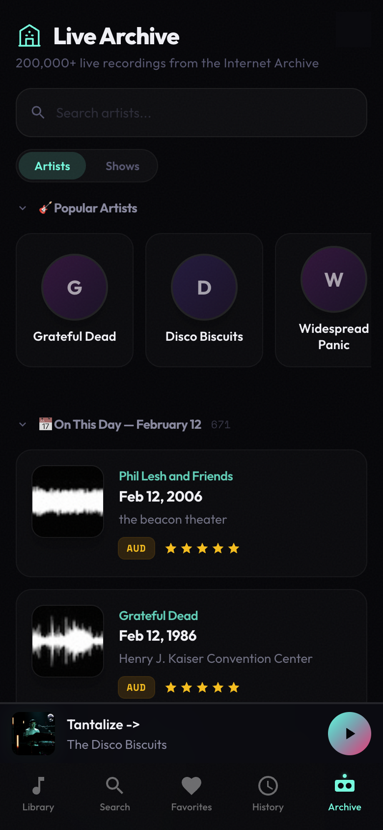 JellyAmp Live Archive